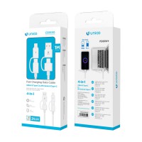 Cable USB Tipo C de 3A - Longitud 1m - 4 en 1 Blanco